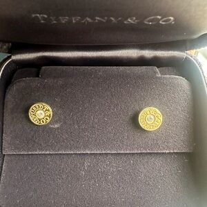 Tiffany & Co. 1837 Gold Circle Diamond Stud Earrings
